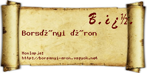 Borsányi Áron névjegykártya
